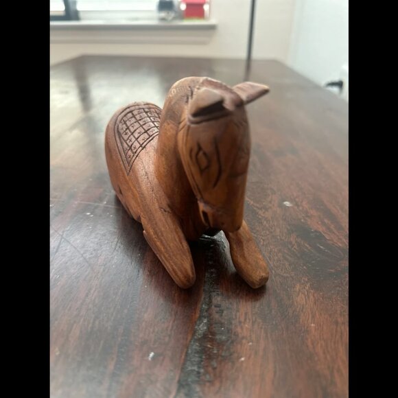 Vintage Hand Carved Wooden Trojan Horse - Picture 2 of 8